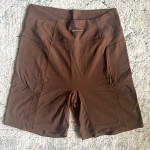 Gymshark x Whitney Simmons brown bike shorts